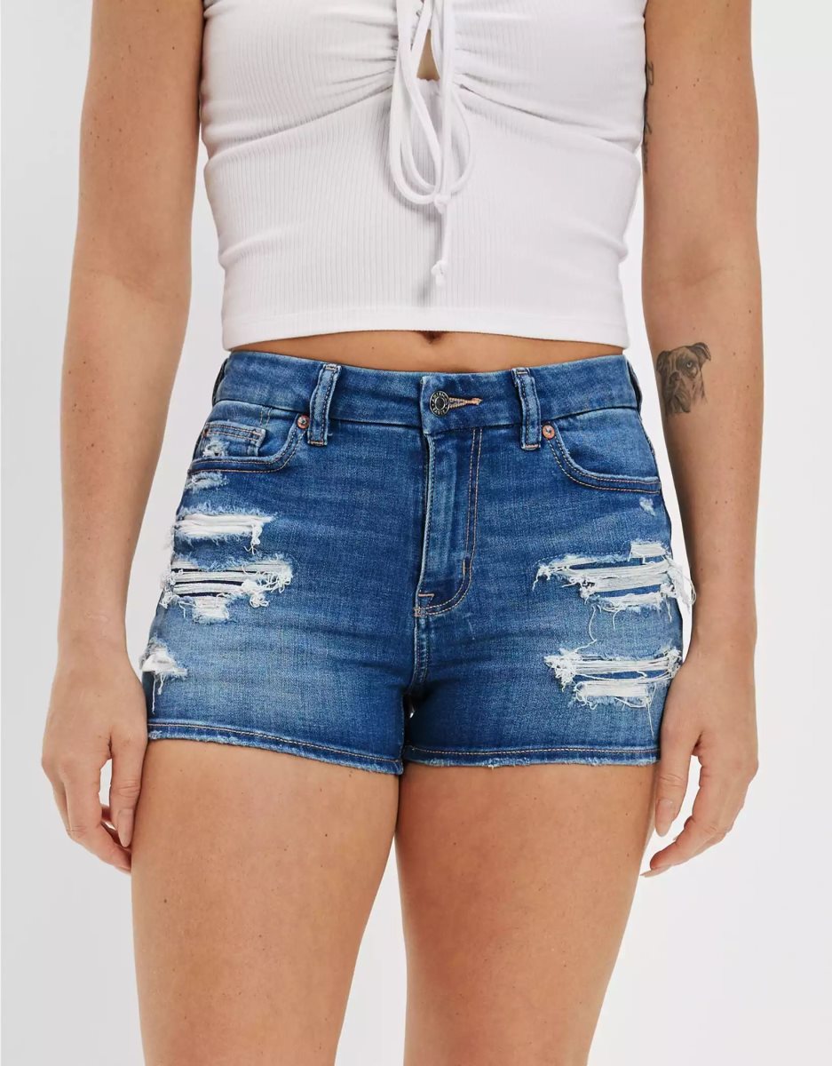 Shorts American Eagle AE Ne(x)t Level Curvy High-Waisted Denim Indigo Clair Femme | FSG-96284696